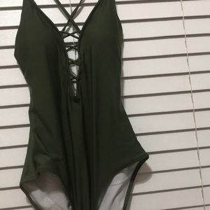 Olive/Army green crisscrossed bathing suit